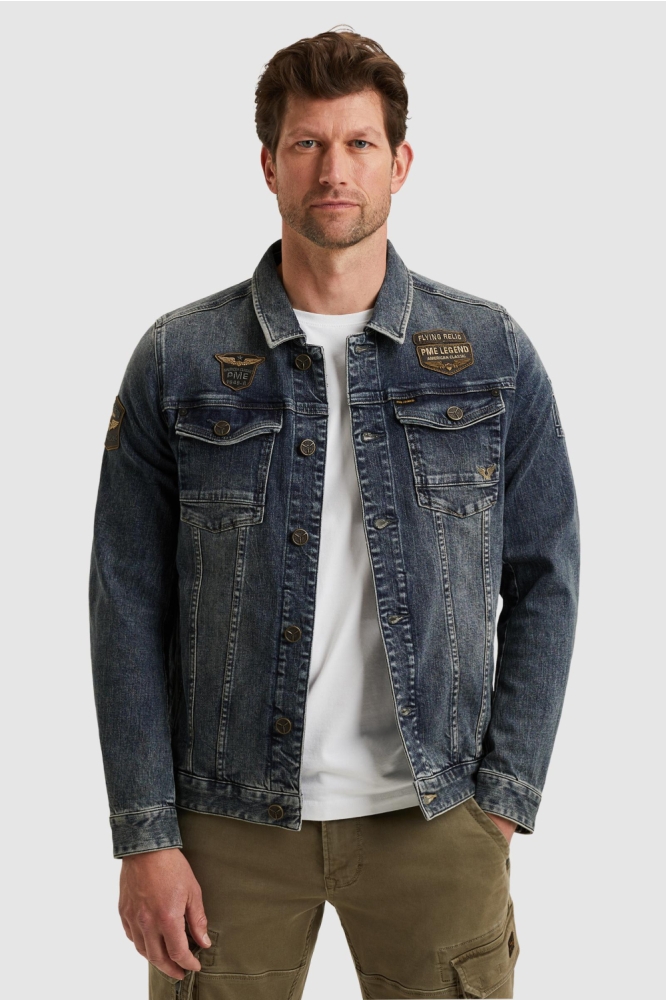 DENIM JACKET MET BADGES PDJ2508715 DOUBLE CROSS VINTAGE